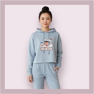 Prod Bldg Milk Tea Graphic Crop Hoodie
